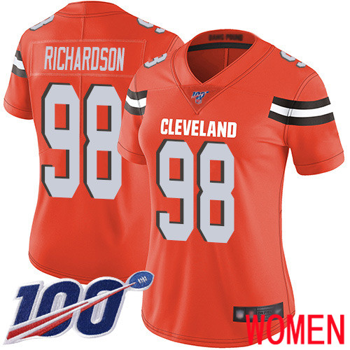 Cleveland Browns Sheldon Richardson Women Orange Limited Jersey #98 NFL Football Alternate 100th Season Vapor Untouchable->women nfl jersey->Women Jersey